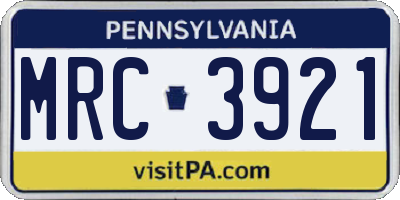 PA license plate MRC3921