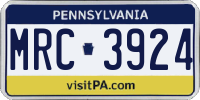 PA license plate MRC3924