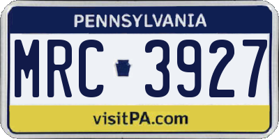 PA license plate MRC3927