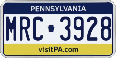 PA license plate MRC3928