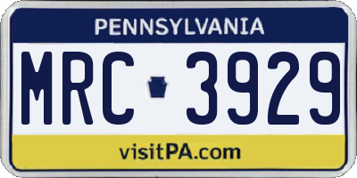 PA license plate MRC3929