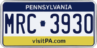 PA license plate MRC3930