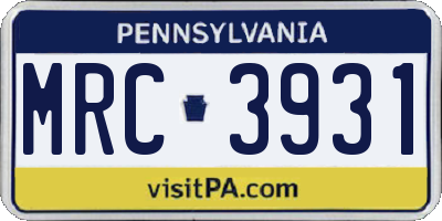 PA license plate MRC3931