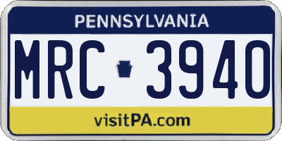 PA license plate MRC3940
