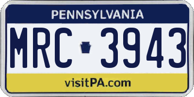 PA license plate MRC3943