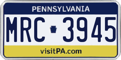 PA license plate MRC3945