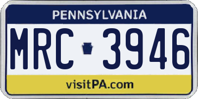 PA license plate MRC3946
