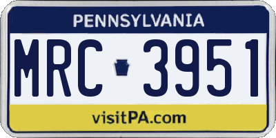 PA license plate MRC3951