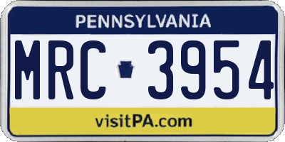 PA license plate MRC3954