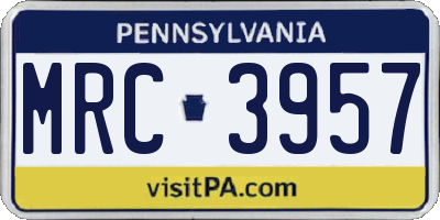 PA license plate MRC3957
