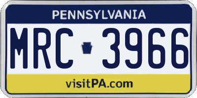 PA license plate MRC3966