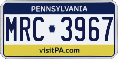 PA license plate MRC3967