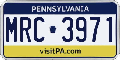 PA license plate MRC3971
