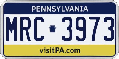 PA license plate MRC3973