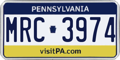 PA license plate MRC3974