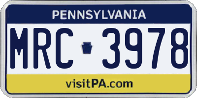PA license plate MRC3978