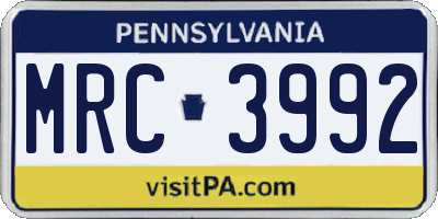 PA license plate MRC3992