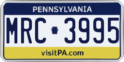 PA license plate MRC3995