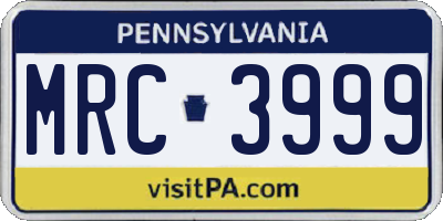 PA license plate MRC3999