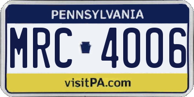 PA license plate MRC4006
