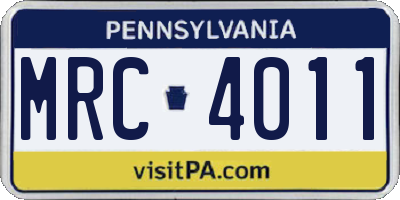 PA license plate MRC4011