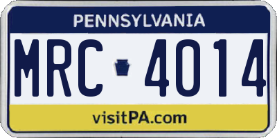 PA license plate MRC4014