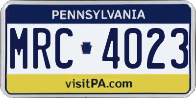 PA license plate MRC4023