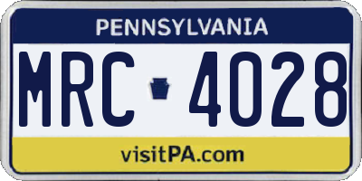 PA license plate MRC4028