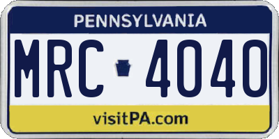 PA license plate MRC4040