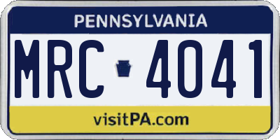 PA license plate MRC4041