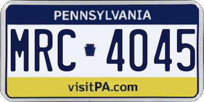 PA license plate MRC4045
