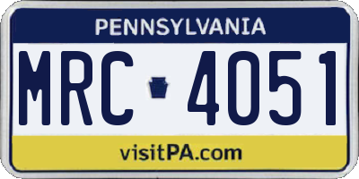 PA license plate MRC4051