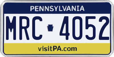 PA license plate MRC4052