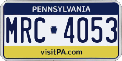 PA license plate MRC4053
