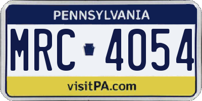 PA license plate MRC4054