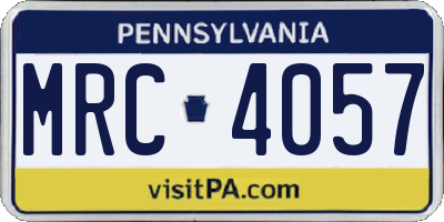 PA license plate MRC4057