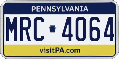 PA license plate MRC4064