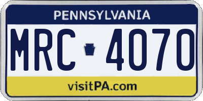 PA license plate MRC4070