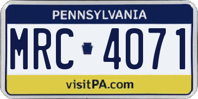 PA license plate MRC4071