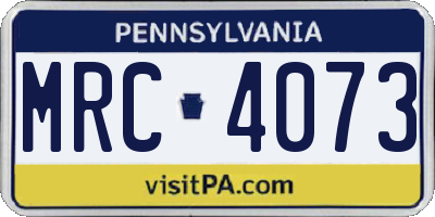 PA license plate MRC4073