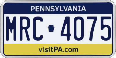 PA license plate MRC4075