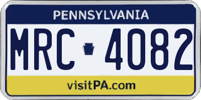 PA license plate MRC4082