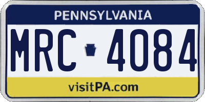 PA license plate MRC4084