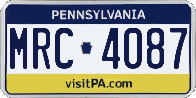 PA license plate MRC4087