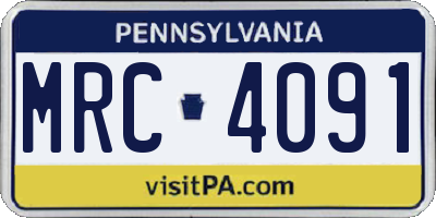 PA license plate MRC4091