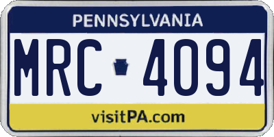 PA license plate MRC4094
