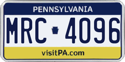 PA license plate MRC4096
