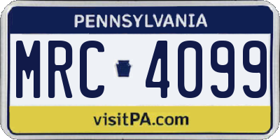 PA license plate MRC4099