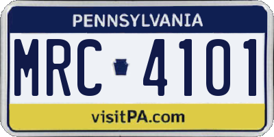 PA license plate MRC4101