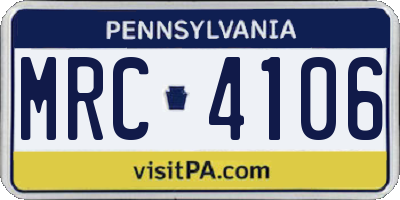 PA license plate MRC4106